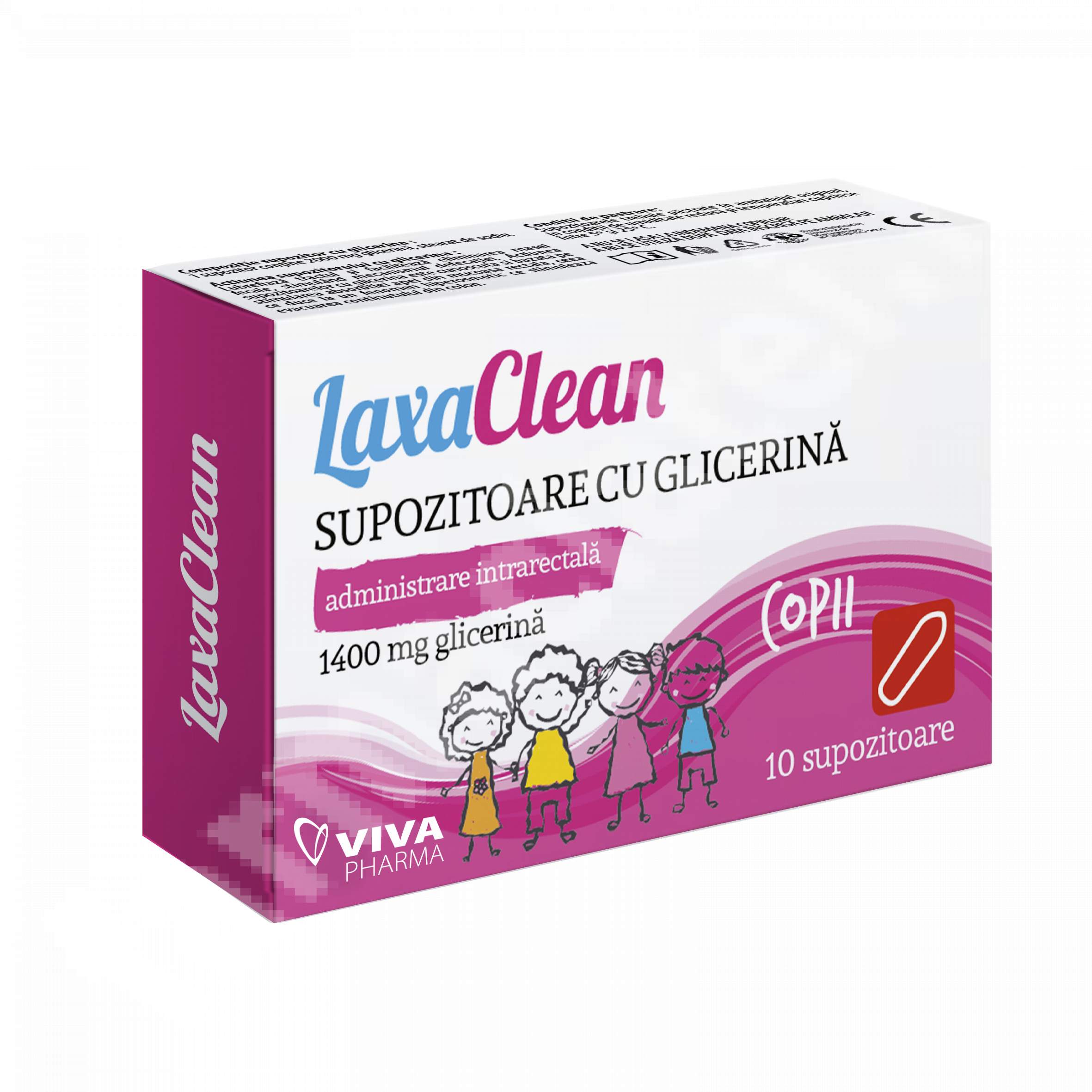Constipatie - LaxaClean supozitoare cu glicerină pentru copii, 10 bucăți, Viva Pharma, sinapis.ro
