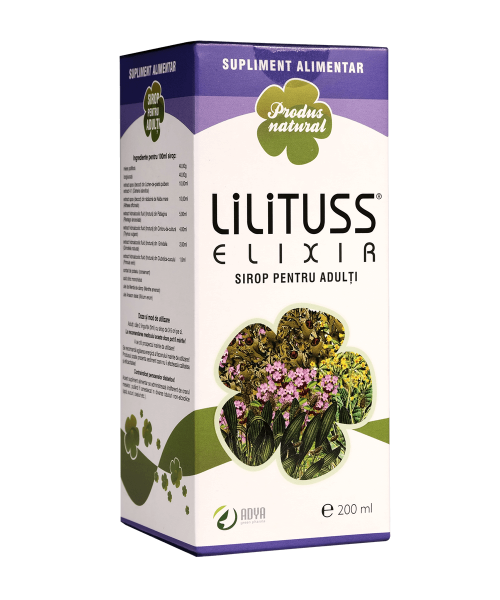Siropuri de tuse - LiliTUSS Elixir sirop pentru adulți, flacon 200ml, Adya Green Pharma, sinapis.ro