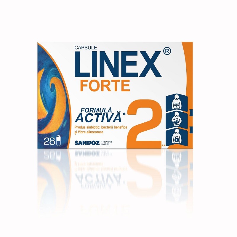 Probiotice si Prebiotice - Linex Forte, 28 capsule, Sandoz, sinapis.ro