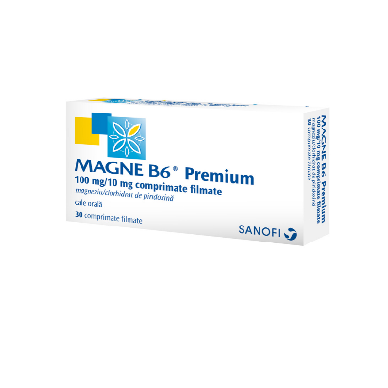 SUPLIMENTE - Magne B6 Premium, 100mg/10mg, 30 comprimate filmate, Sanofi, sinapis.ro