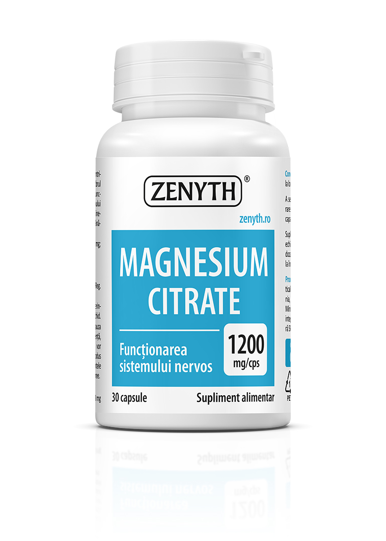 Antistres - Magnesium Citrate, 1200mg, 30 capsule, Zenyth, sinapis.ro