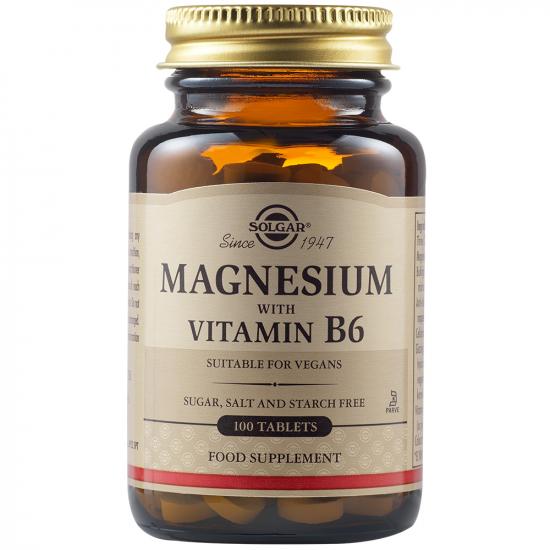 Adulti - Magneziu cu Vitamina B6, 100 tablete, Solgar, sinapis.ro