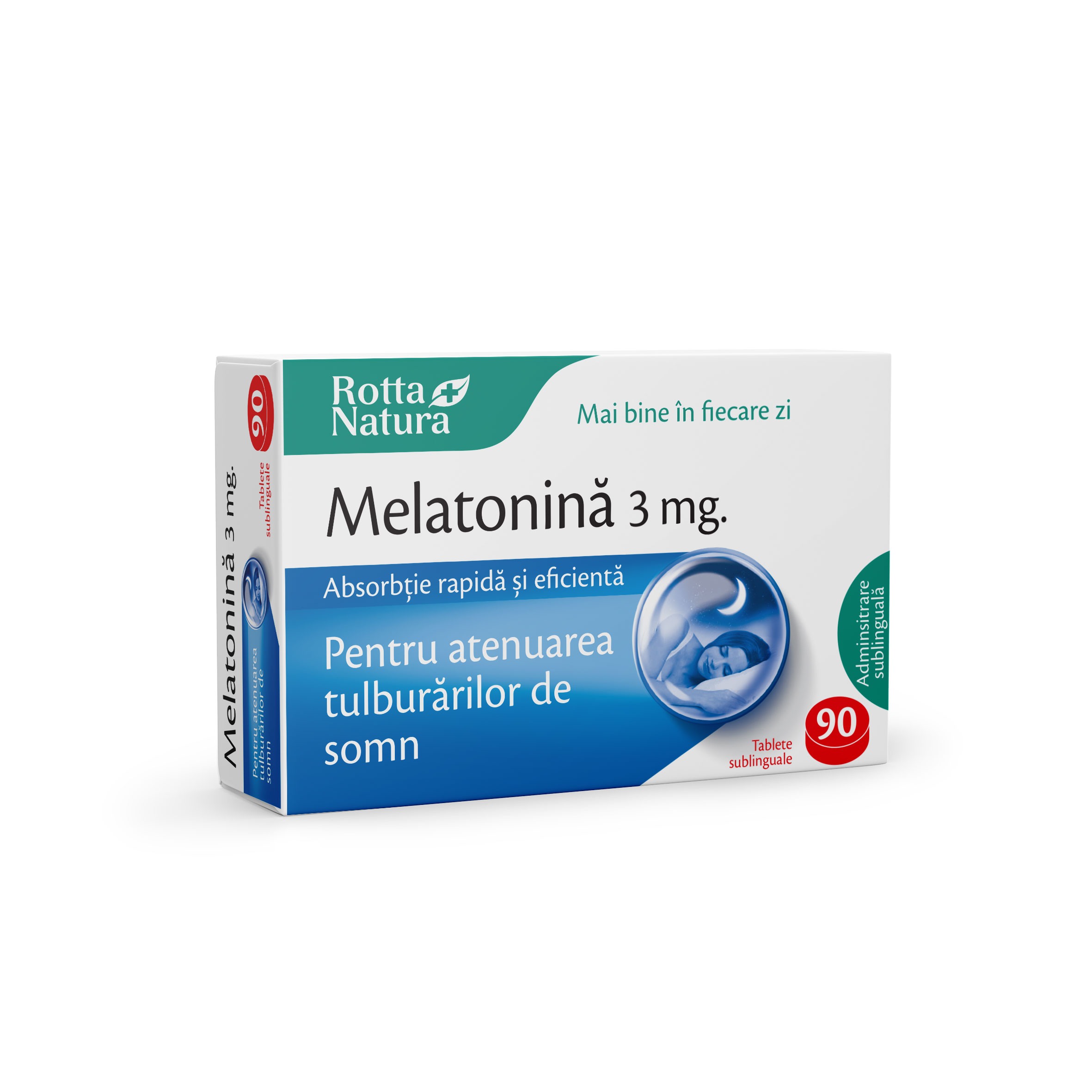 Sedative - Melatonină sublinguală 3mg, 90 tablete, Rotta Natura, sinapis.ro
