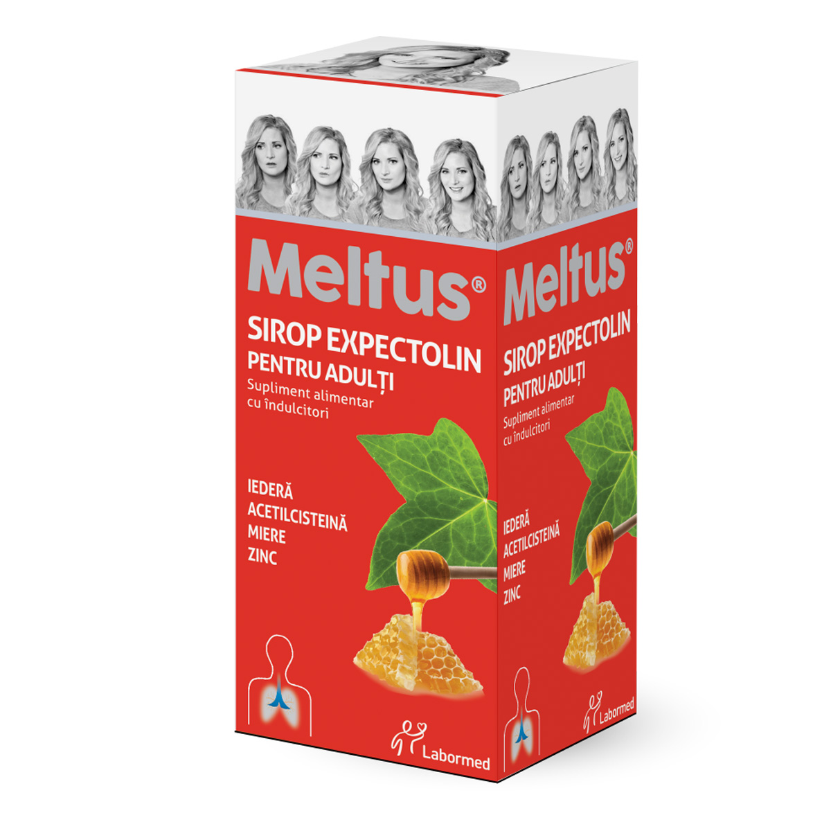 Siropuri de tuse - Meltus Expectolin pentru adulți, 100ml, supliment alimentar, Labormed, sirop cu miere, iederă, zinc, acetilcisteină , sinapis.ro