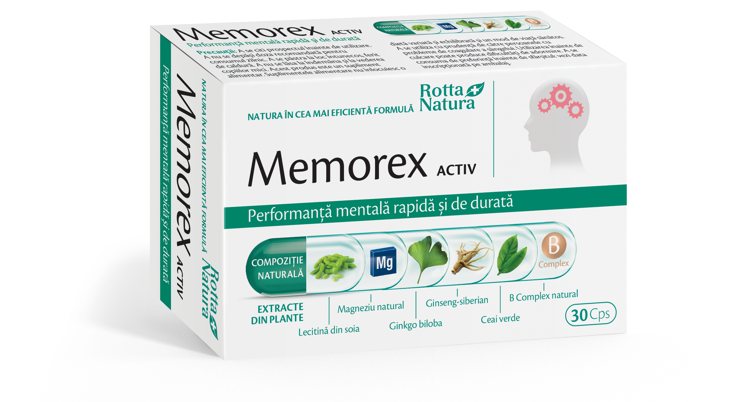 Circulatie cerebrala si memorie - Memorex activ, 30 capsule, Rotta Natura, sinapis.ro