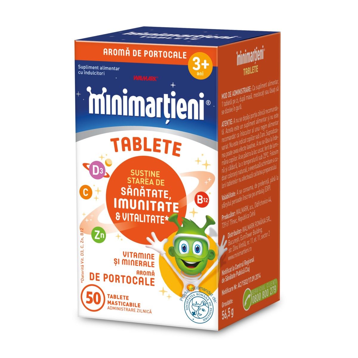 Copii - Minimarţieni Imunactiv portocale, 50 tablete masticabile, Walmark, sinapis.ro