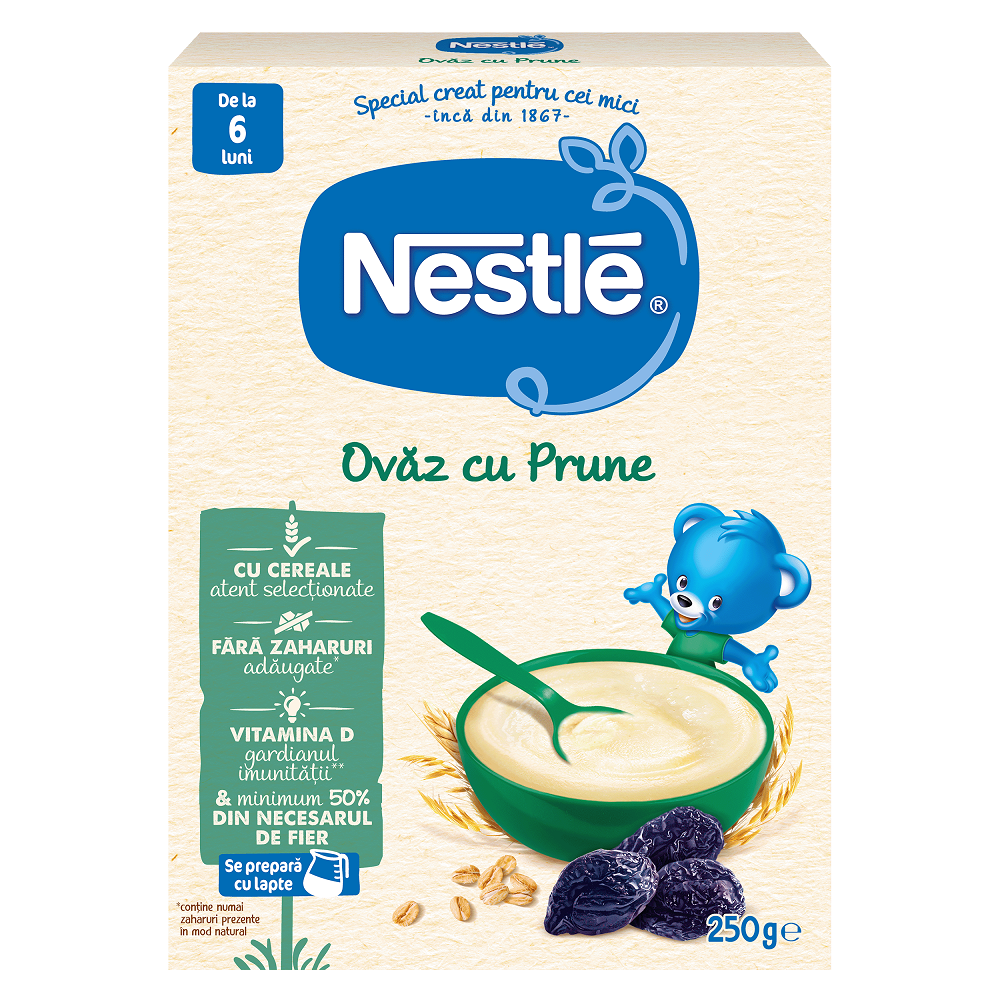 Cereale-biscuiti-pireuri - Nestle cereale ovaz cu prune, 250g, de la 6 luni, sinapis.ro