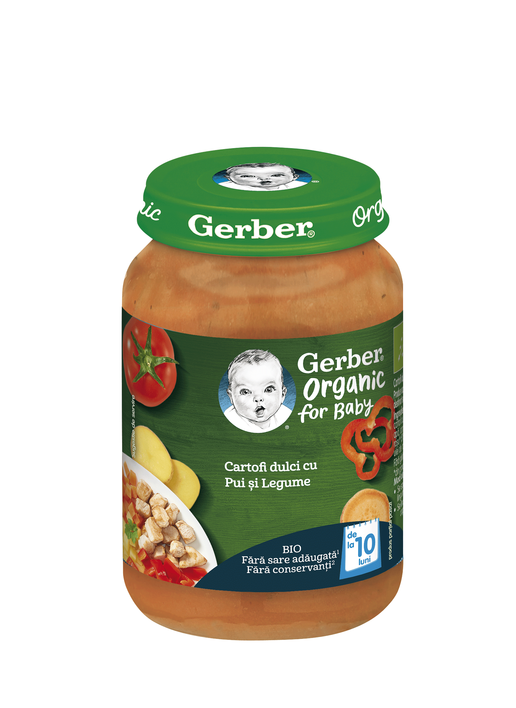 Suplimente alimentare copii - Nestle Gerber bio cartofi dulci cu pui si legume, 190g, de la 10 luni, sinapis.ro