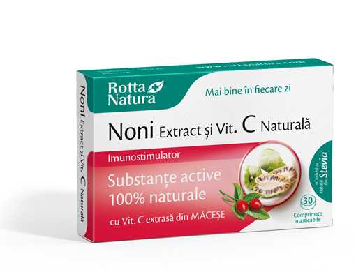 ANTIOXIDANTI - Noni extract + Vitamina C naturală, 30 capsule, Rotta Natura, sinapis.ro