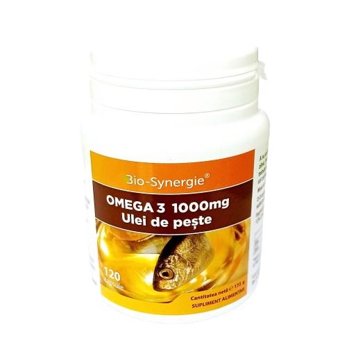 Cardiace-tensiune - Omega 3 1000mg ulei de pește, 120 capsule, Bio Synergie, sinapis.ro