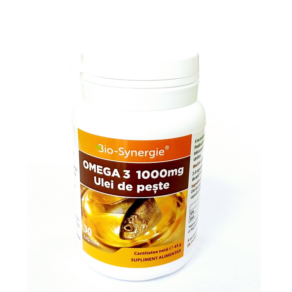 Cardiace-tensiune - Omega 3 1000mg ulei de pește, 30 capsule, Bio Synergie, sinapis.ro