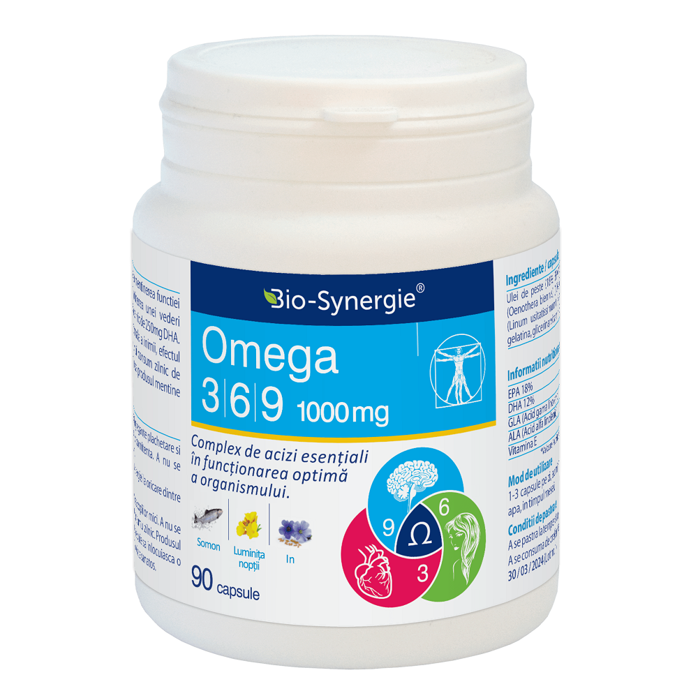Anticolesterol - Omega 3-6-9 1000mg, 90 capsule, Bio Synergie, sinapis.ro