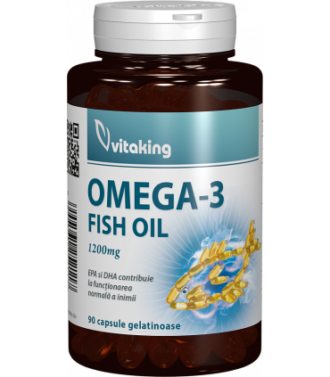 Anticolesterol - Omega 3 Ulei de pește, 1200 mg, 90 capsule, Vitaking, sinapis.ro