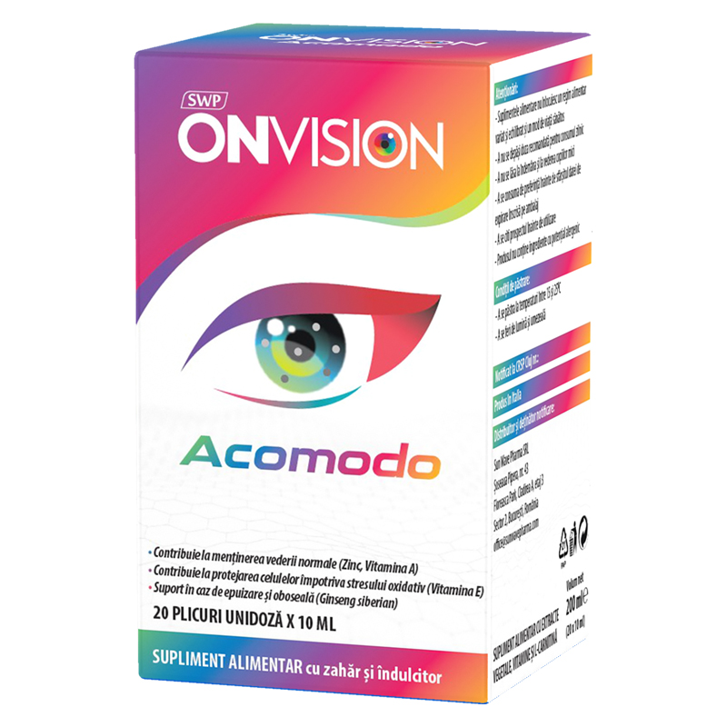 OFTAMOLOGIE - Onvision Acomodo, 20 plicuri, 10ml, Sun Wave Pharma, sinapis.ro