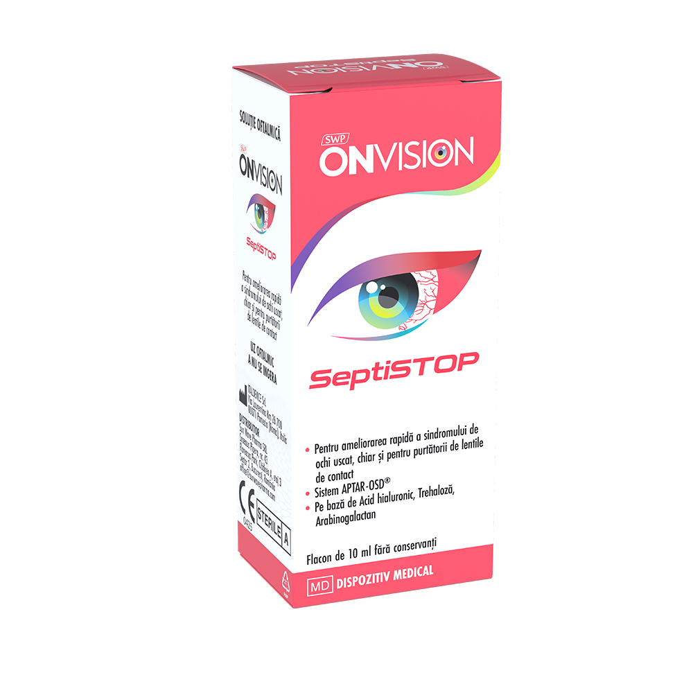 OFTAMOLOGIE - Onvision SeptiStop, soluție oftalmică lubrifiantă, 10ml, Sun Wave Pharma, sinapis.ro