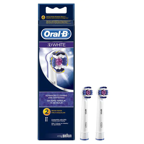 Periuta de dinti - Oral B rezervă periuță electrică 3D white,  2 bucăți, Procter & Gamble, sinapis.ro