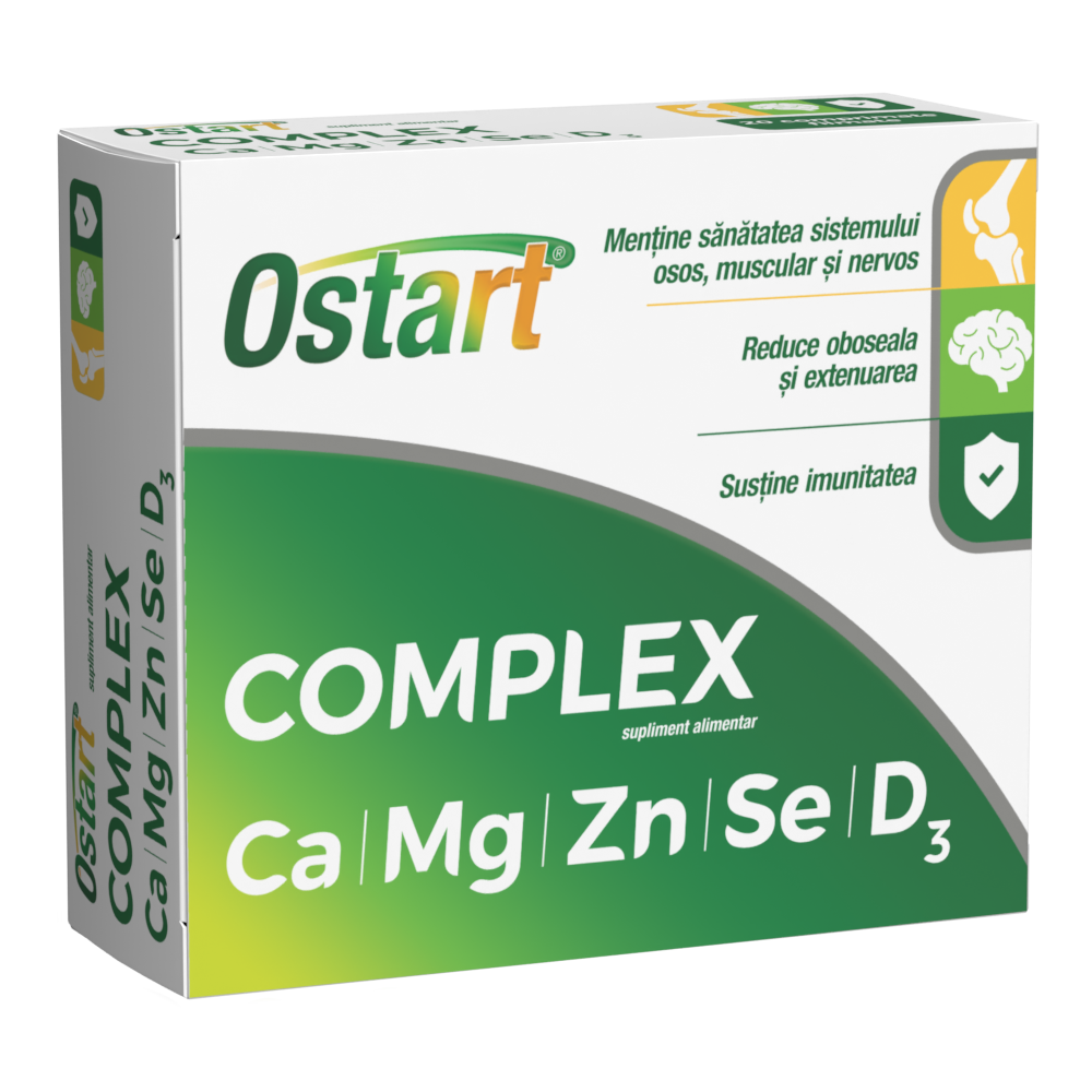 Articulatii si sistem osos - Ostart complex Ca+Mg+Zn+Se+D3, 40 comprimate filmate, Fiterman, sinapis.ro