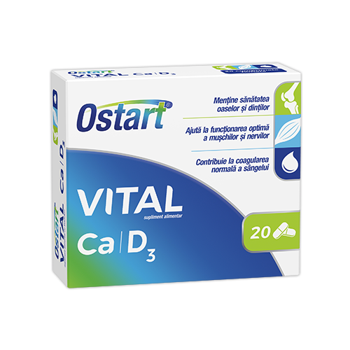 Articulatii si sistem osos - Ostart Vital Ca + D3, 20 comprimate, Fiterman, sinapis.ro