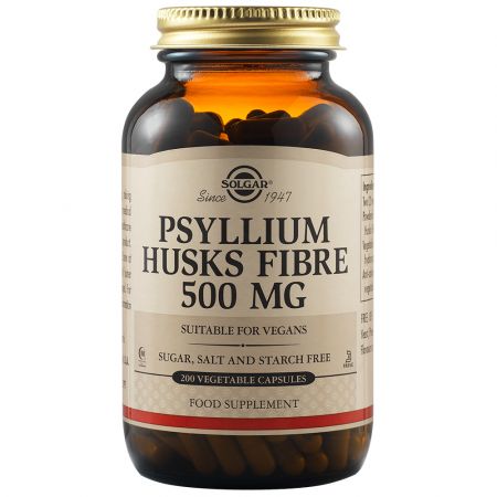 Constipatie - Psyllium husks fibre 500mg, 200 capsule, Solgar, sinapis.ro