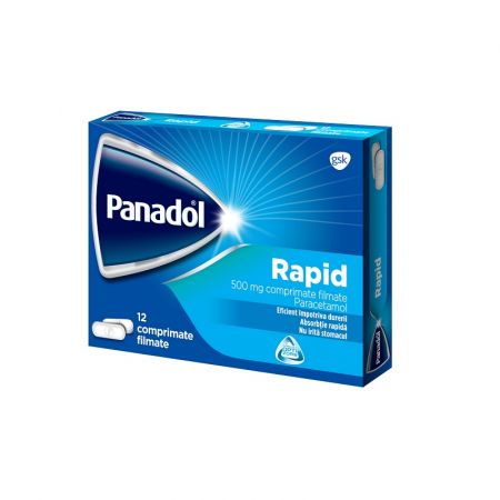 Analgezice - Panadol Rapid 500mg, 12 comprimate filmate, sinapis.ro