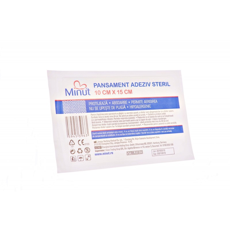 Tehnico-medicale - Pansament adeziv steril, 10cm x 15cm, Minut, sinapis.ro