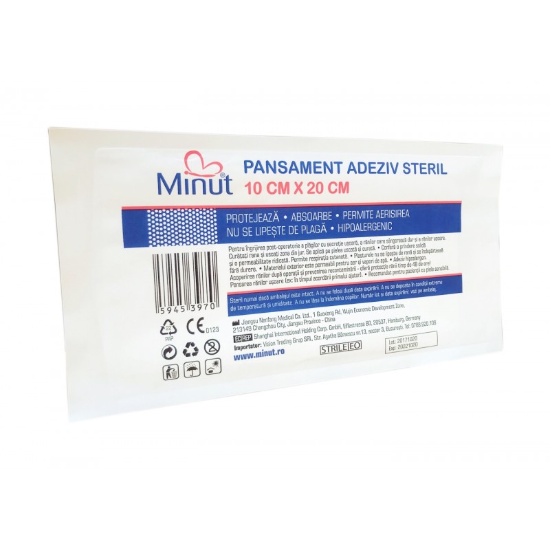 Tehnico-medicale - Pansament adeziv steril, 10cm x 20cm, Minut, sinapis.ro