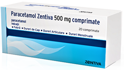 Analgezice - Paracetamol Zentiva, 500mg, 20 comprimate, sinapis.ro