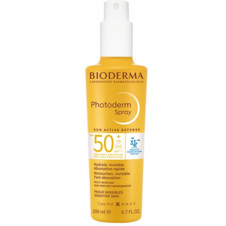 Produse cu SPF pentru corp - Photoderm, spray protecție solară pentru piele sensibilă SPF 50+, 200 ml, Bioderma, sinapis.ro