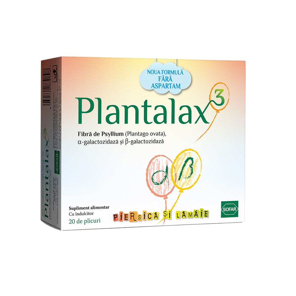 Constipatie - Plantalax 3, 20 plicuri, Sofar, sinapis.ro
