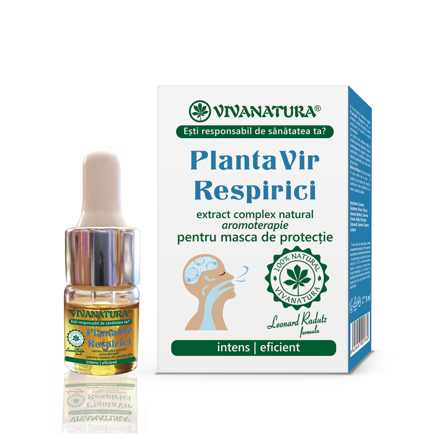 Raceala si gripa - Plantavir respirici extract aromaterapie, 5 ml, VivaNatura, sinapis.ro