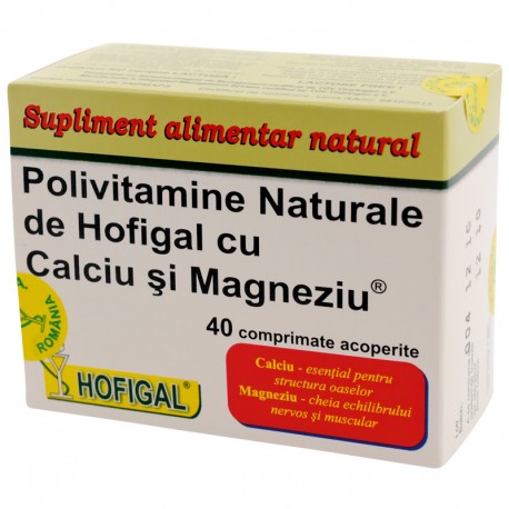 Articulatii si sistem osos - Polivitamine naturale cu Calciu și Magneziu, 40 comprimate, Hofigal, sinapis.ro