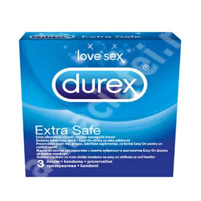 PREZERVATIVE SI LUBRIFIANTI - Prezervative Extra Safe, 3 bucati, Durex, sinapis.ro