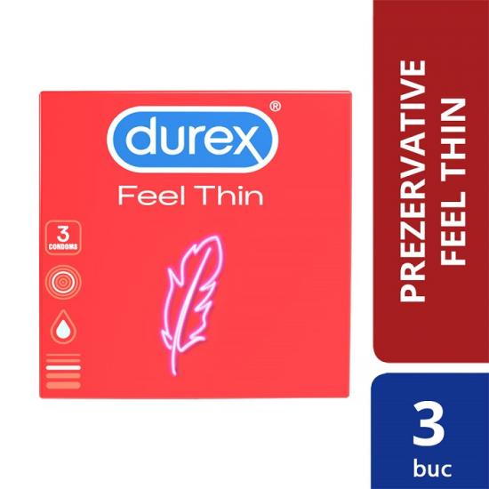 PREZERVATIVE SI LUBRIFIANTI - Prezervative Feel Thin, 3 bucati, Durex, sinapis.ro