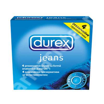 PREZERVATIVE SI LUBRIFIANTI - Prezervative Jeans, 4 bucati, Durex, sinapis.ro