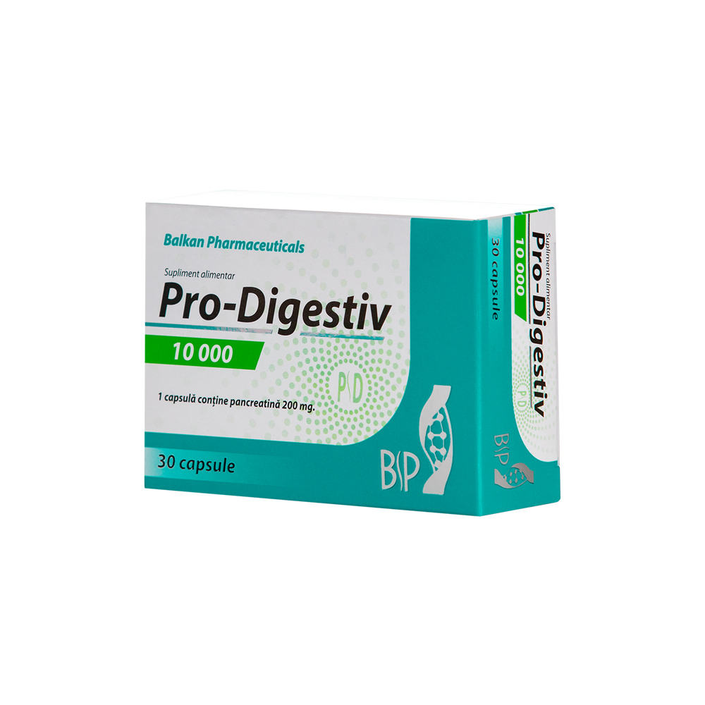 Enzime digestive - Pro-Digestiv 10000 UI, 30 capsule, Balkan Pharma, sinapis.ro