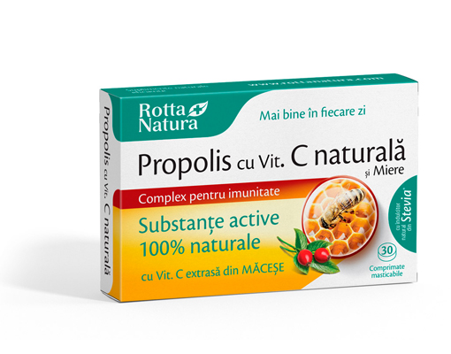 Imunitate - Propolis + Vitamina C naturală + Miere, 30 capsule, Rotta Natura, sinapis.ro