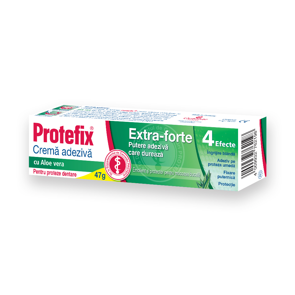 Adezivi proteze dentare - Protefix Cremă adezivă Extra Forte cu Aloe Vera, 47g, sinapis.ro
