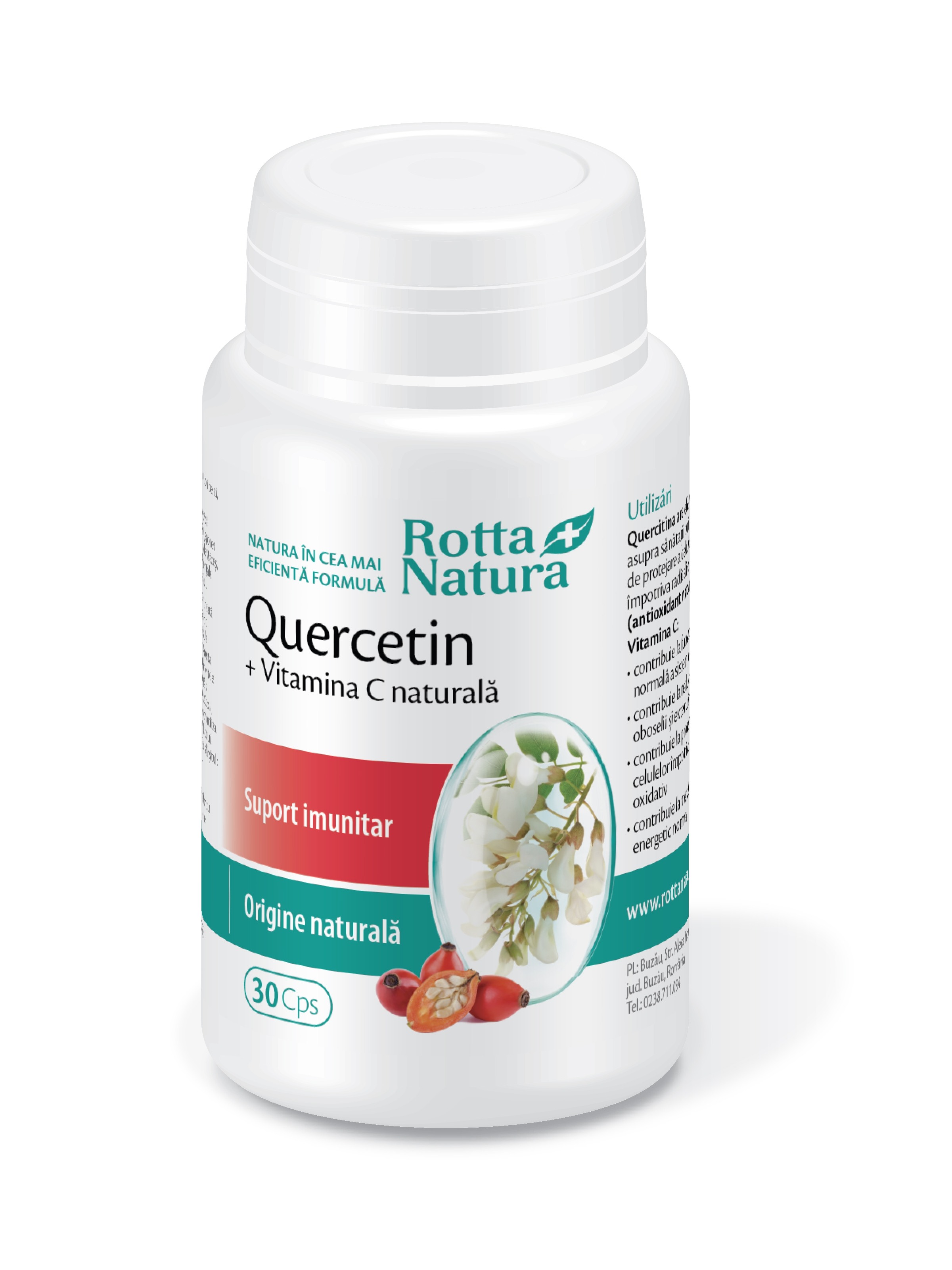 Imunitate - Quercetin + Vitamina C naturală, 30 capsule, Rotta Natura, sinapis.ro