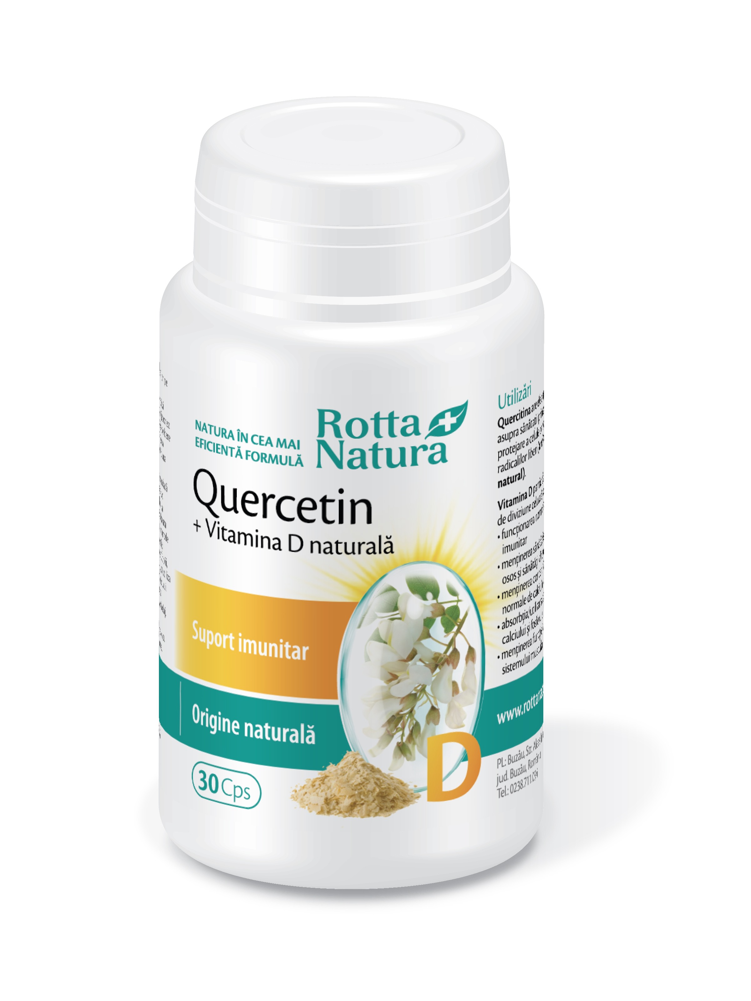 Imunitate - Quercetin + Vitamina D naturală 30 capsule, Rotta Natura, sinapis.ro