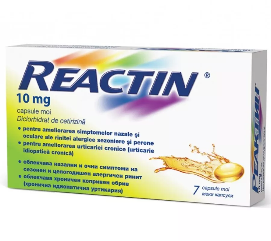 Antihistaminice - Reactin, 10mg, 7 capsule moi, McNeil, sinapis.ro