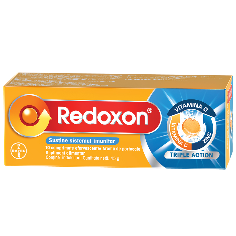 Imunitate - Redoxon triple action Vitamina C, D și Zinc, 10 comprimate efervescente, sinapis.ro