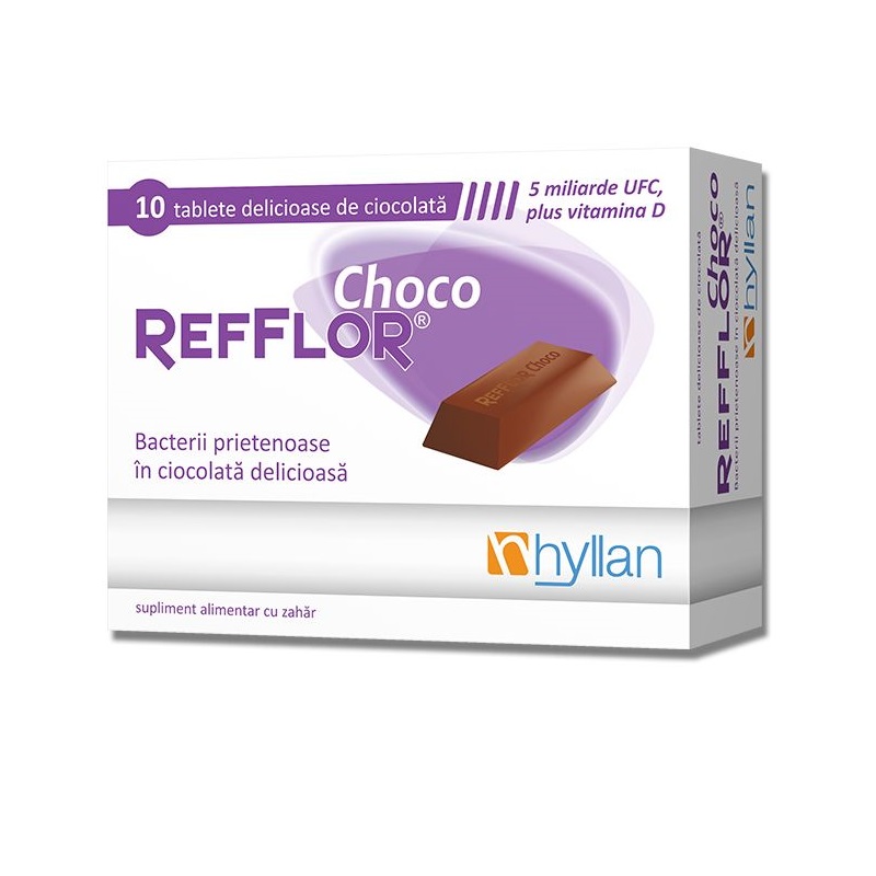 Probiotice si Prebiotice - Refflor Choco, 10 tablete, Hyllan, sinapis.ro