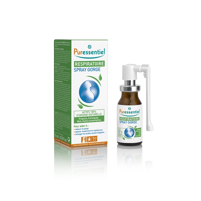 AROMATERAPIE - Respiratory spray oral pentru calmarea durerilor din gat, 15 ml, Puressentiel, sinapis.ro