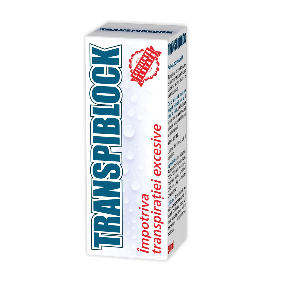 Deodorante si antiperspirante - Roll-on împotriva transpirației excesive Transpiblock, 50 ml, Zdrovit, sinapis.ro