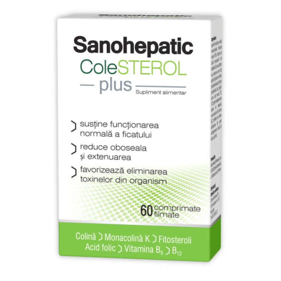 Protectoare hepatice - Sanohepatic Colesterol plus, 60 comprimate, Zdrovit, sinapis.ro