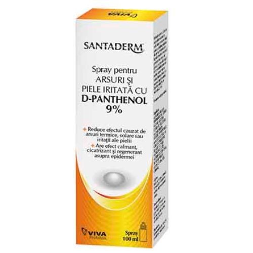 Arsuri - Santaderm spray pentru arsuri și piele D-Panthenol, 100 ml, Viva Pharma, sinapis.ro