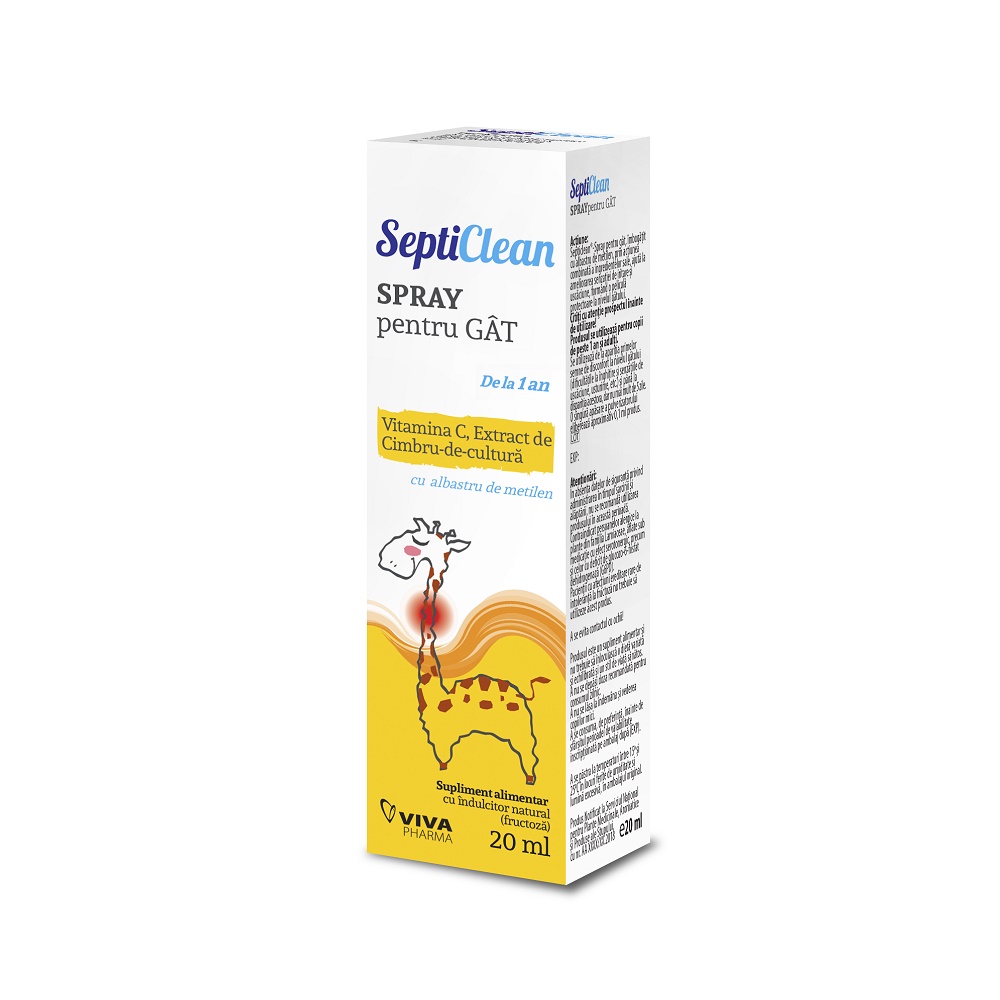 Raceala si gripa - Septiclean spray pentru gât, 20 ml, Viva Pharma, sinapis.ro