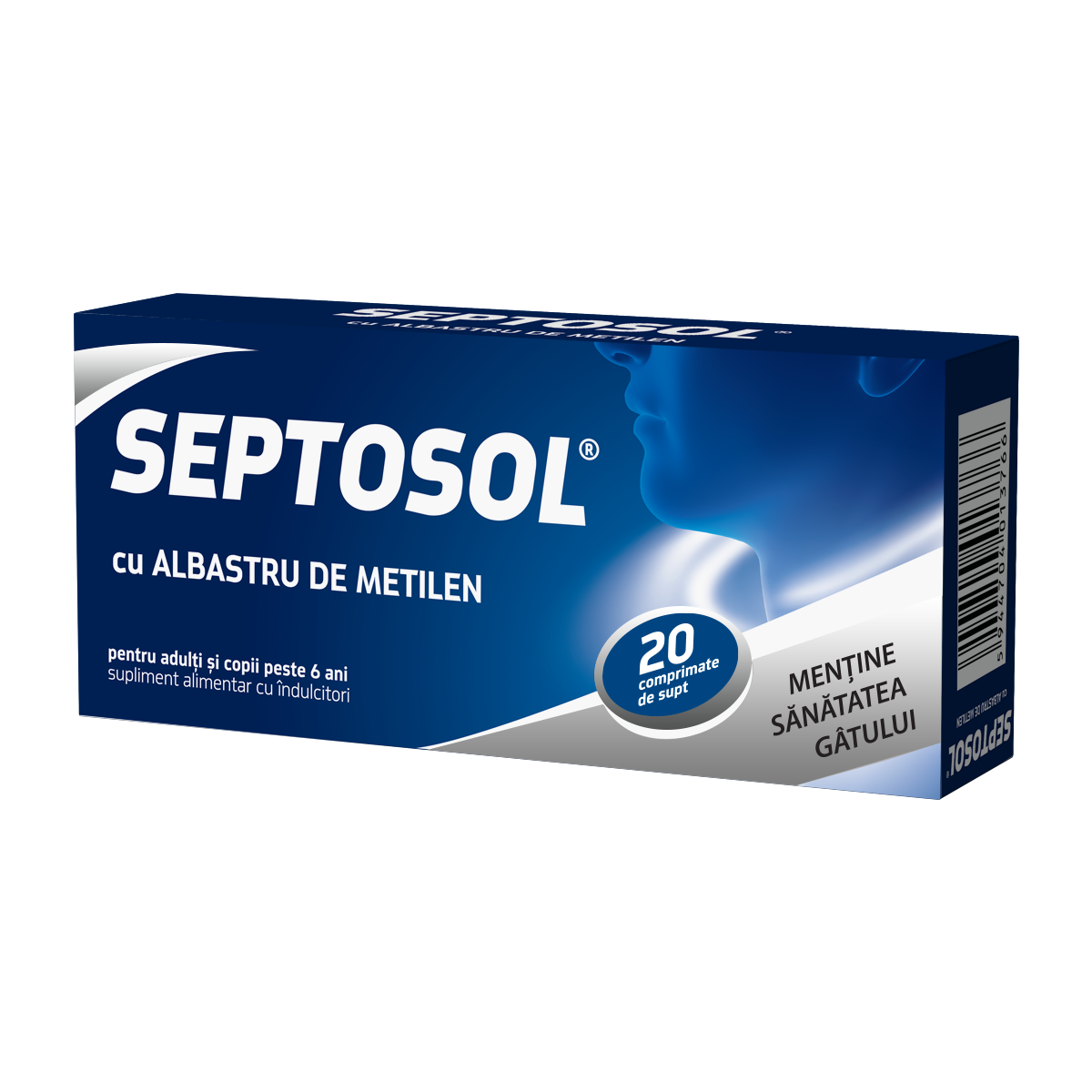 Dureri de gat - Septosol cu albastru de metilen, 20 comprimate, Biofarm, sinapis.ro