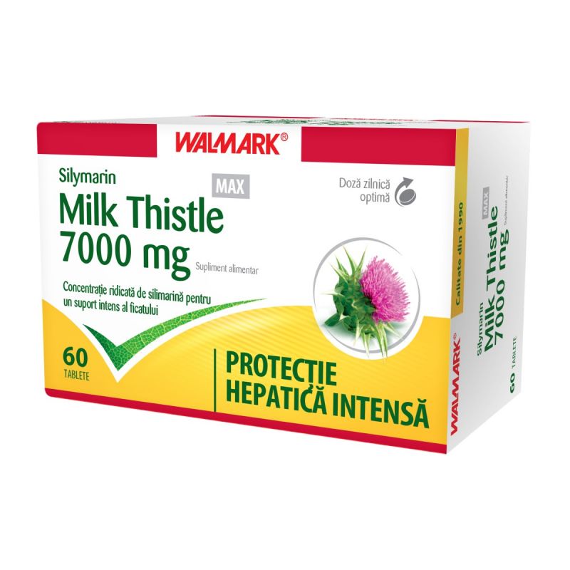 Protectoare hepatice - Silymarin Milk Thistle MAX 7000 mg, 60 tablete, Walmark, sinapis.ro