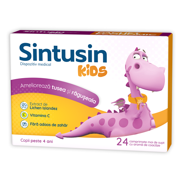 Raceala si gripa - Sintusin Kids, 24 comprimate de supt, Zdrovit, sinapis.ro
